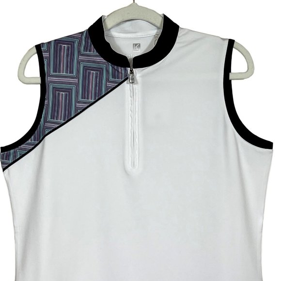Kate Lord Ahead Maya Golf Polo 1/4 Zip White Navy Women’s Small - Picture 3 of 11